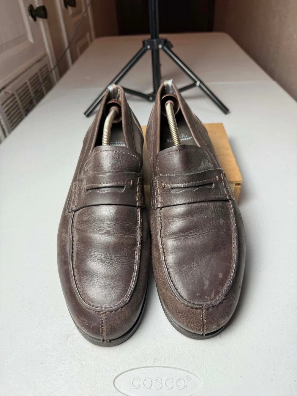 Ferragamo Sz 13 Brown leather loafers with a vintage vibe  #formal